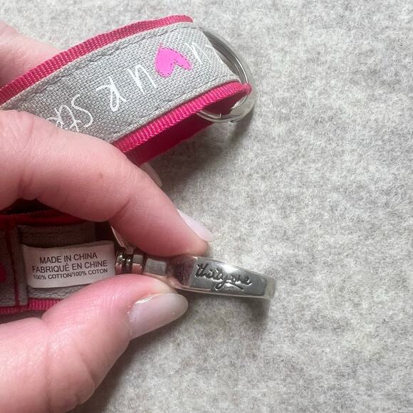 Thirty-One Heart Key Fob Pink Gray “U R Strong” Hang It Up Keychain - Picture 3 of 3